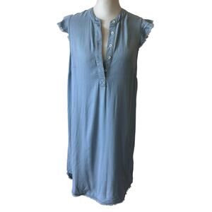 Splendid NWT Light Blue Sleeveless Raw Hem Shift Dress Womens Size Small NEW